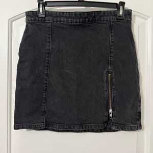 Free People Midnight Magic Black Denim Skirt Women’s Size 8 Zipper Accent Mini